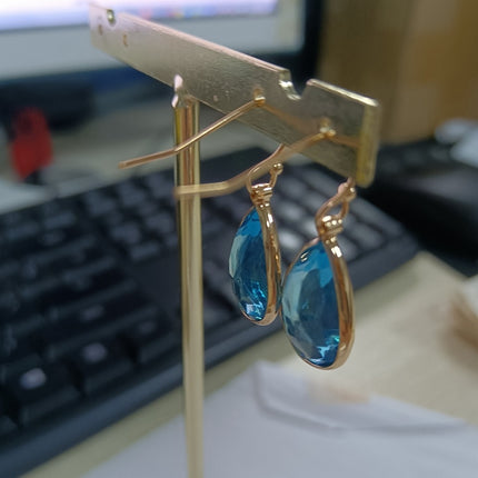 Women's Fashion Blue Crystal Drop Shape Earrings