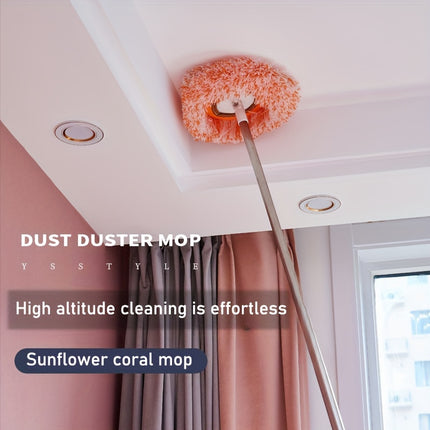 1set Stainless Steel Ceiling Mop - Long-Reach Rotating Floor Mop with 2 Original Mop