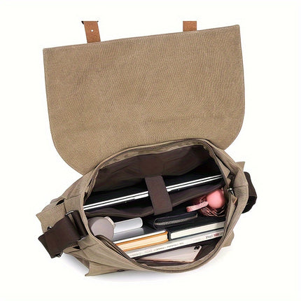Large Capacity Vintage Crossbody Bag, Reasonably Partitioned, Durable And Washable Shoulder Bag