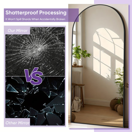 Full Length Mirror, Arched Floor Standing Mirror with Stand for Bedroom and Living Room