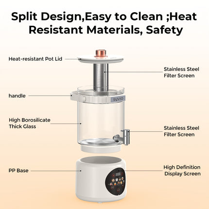 Electric Tea Kettle Health Kettle with Temperature Control | 1200W Fast Heating, 9 Presets