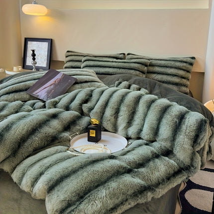 High luxury thick striped rabbit like plush blanket, autumn and winter thick bed blanket cover