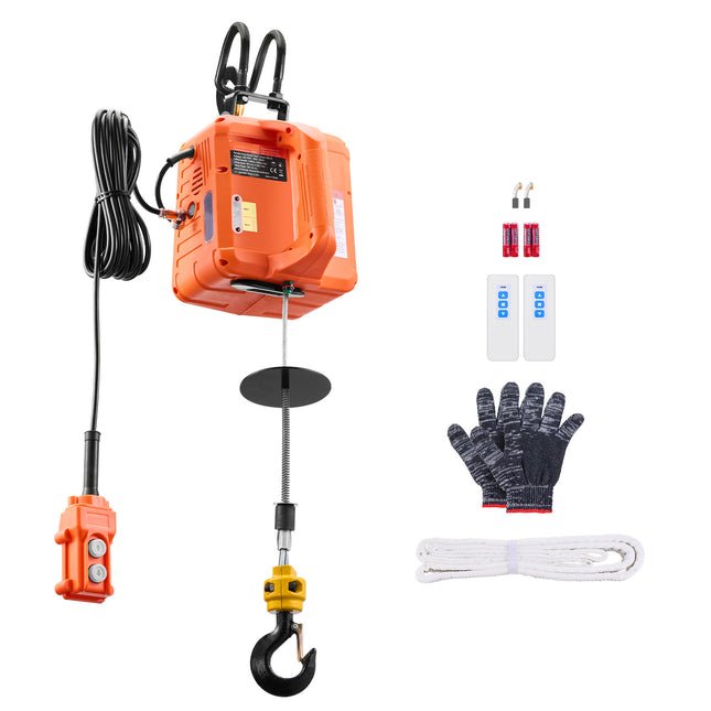 3-in-1 Portable Electric Hoist Winch 1100LBS Wired/Wireless Remote Control