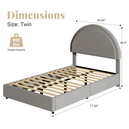 Twin/Full/Queen/King Bed Frame with Boucle Upholstered Headboard - Modern Platform Bed
