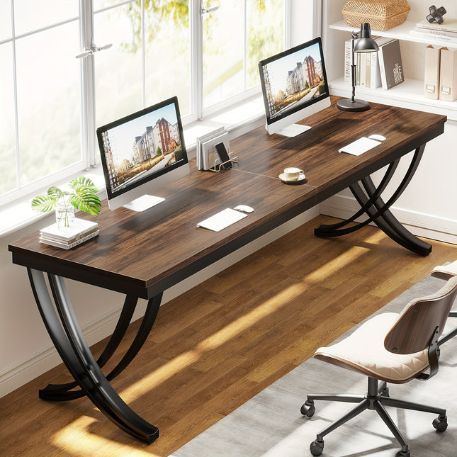 199.9cm Large Executive Office Desk for Two Users - Heavy-Duty X-Leg Computer Desk