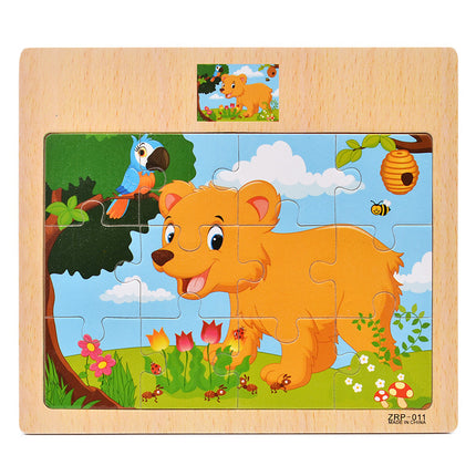 Wooden 12-piece Puzzle Puzzle Infant Children Early Childhood Educational Toys Animal Transportation Wooden Puzzle Toy