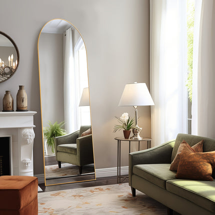 Full Length Mirror, Full Body Mirror With Stand, Hanging Or Leaning For Wall, Aluminum