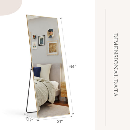 Floor Mirror- Aluminum Alloy Frame Full Body Mirror for Bathroom Living Room Bedroom and Entryway