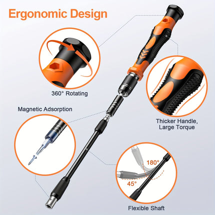 117pcs Precision Screwdriver Set - Magnetic Repair Toolkit Featuring an Anti-Slip Ergonomic Handle