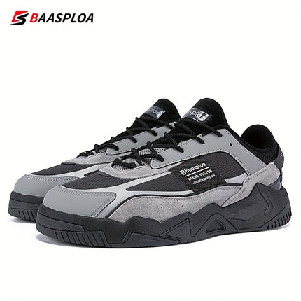Men'S All-Season Casual Sneakers - Thick Upper, Reflective Strip Design,