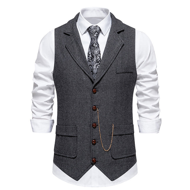 New Retro Herringbone Casual Vest Multi-pocket Tough Guy Vest