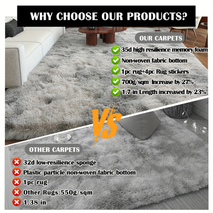 1pc Large Light Gray Mat Suitable for - Non-Slip Soft Fluffy with Rubber Backing,