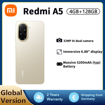 Xiaomi Redmi A5 Smartphone, 4+128G, 32MP Dual AI Camera, 5200mAh Massive Battery, Octa-core,