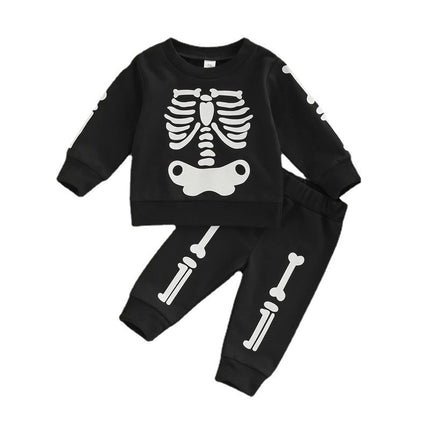 Children's Skull Clothing Boys' Girls' Cotton Long Sleeve Sweater Trousers Two-piece Suit