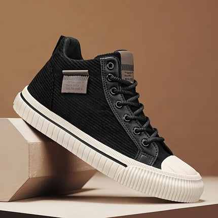 Men's All-Season Thick-Soled Sneakers - Korean Style Mid-Top Chunky Cushioned PVC Sole,