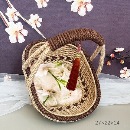 Hemp Rope Hand-woven Finished Baskets Pastoral Retro Hand-woven Baskets