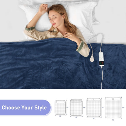 Electric Heated Throw Blanket - Soft Flannel Heating Bedspread with 10 Heat Settings,