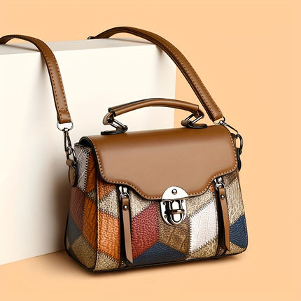 Geometric Handbag - Adjustable Shoulder Strap, Large Capacity Anti-Theft Zipper Closure
