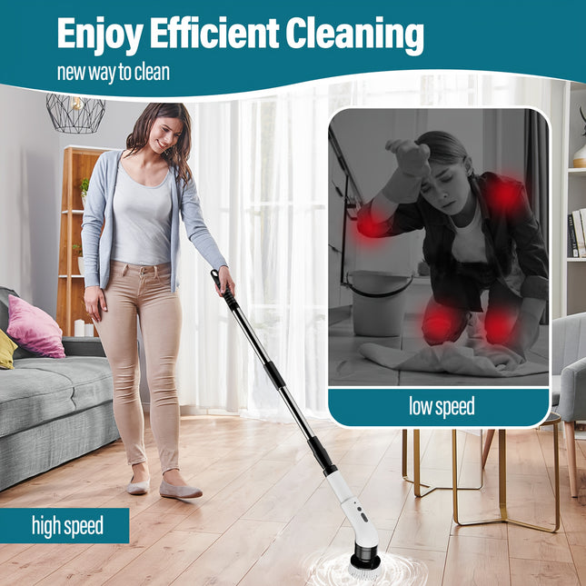 Electric Rotating Cleaning Brush with Display Screen, Featuring 3 Adjustable Speeds,