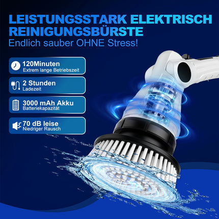 LADAMI Electric Cleaning Brush & Grout Remover with 8 Attachments, 120-Min Runtime
