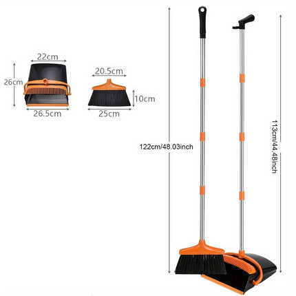 Broom and Dustpan Set with Long Handle for Home Kitchen Room Office Lobby Floor Use,
