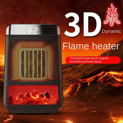 Fan Heater 3D Dynamic Flame Bathroom Home Heater 1500W