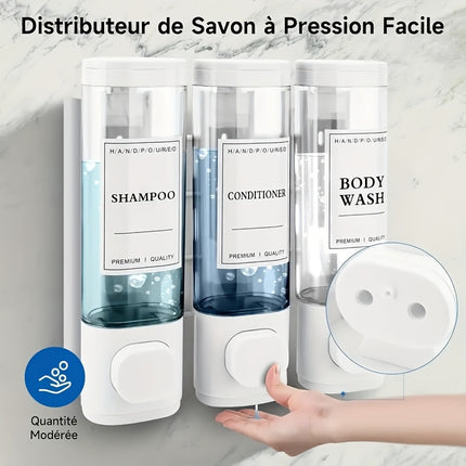 Wall-Mounted Soap Liquid Dispenser, Shower Gel Dispenser, Three-In-One Shampoo And Conditioner Dispenser,