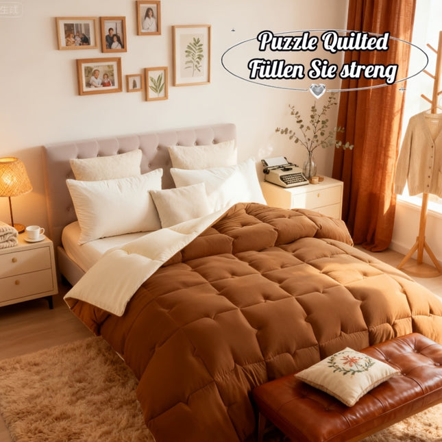 Winter Thick Quilt Puzzle Stitching, Fashionable Contrasting Color Design