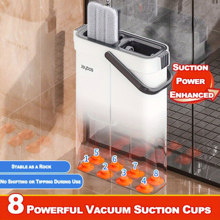 Mop and Bucket Set, Stainless Steel & Plastic, Manual, No Electricity Needed, with Wet and Dry Flat Mops