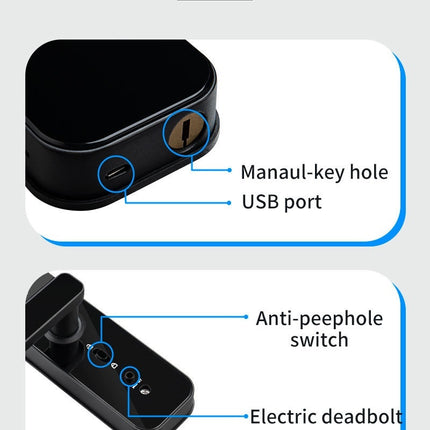 Cat Eye Camera Smart Fingerprint Password Timber Door Lock