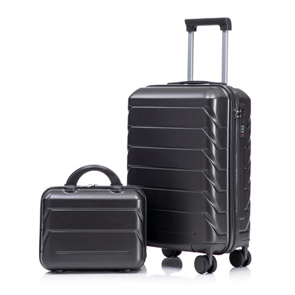 14'/20' 2 pcs/set in ABS Spinner Wheel Luggage, with Combination Lock,14' Cosmetic Case (Dark Gray)