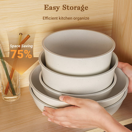 15pcs Non-Stick Cookware Set with Detachable Handles