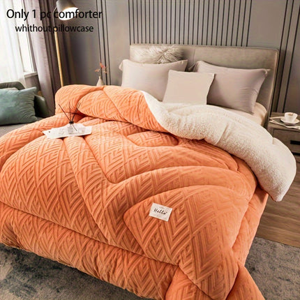 1pc Contemporary Quilted Comforter, Medium Weight Polyester 100% with Microfiber Filling,
