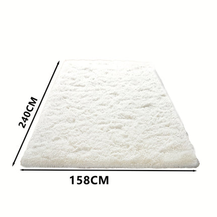 One Piece of Solid Color Minimalist Morandi Off-White Series Plush Fluffy Rug Designed