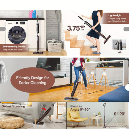 Steam Mop, Hardwood Floor Steamer, 500ml 1200W Powerful Cleaner for Carpet Laminate and Tiles,