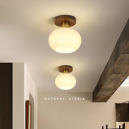 Chinese Style Simple And Light Luxury Walnut Brass Ceiling Lamp
