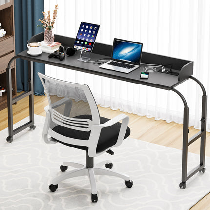 Modern LED Overbed Table with Charging Station & Smart Sensor