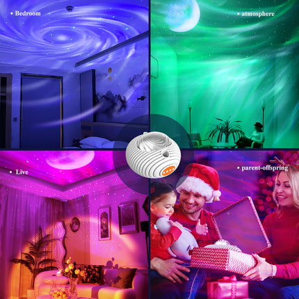 New Double Effect Northern Lights Projector Lamp Milky Way Atmosphere Lamp Starry Sky Lamp White Noise Projector Lamp With Rometes