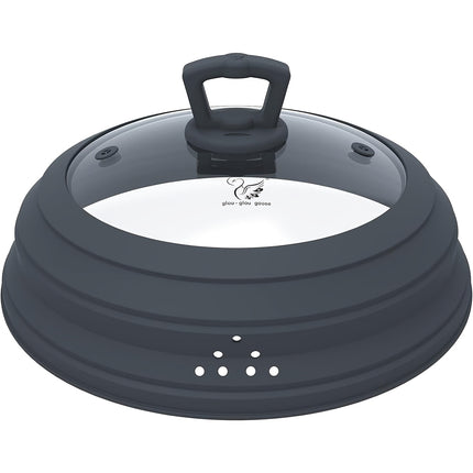 Silicone Microwave Splatterproof Lid with Glass Center & Steam Vent