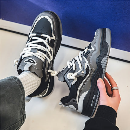 Men's Skateboard Shoes Breathable Sneakers with Lace-Up Closure, Non-Slip Rubber Sole