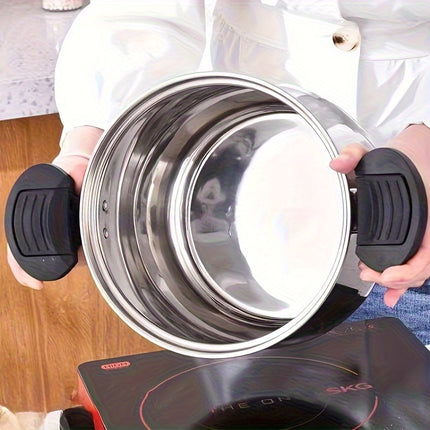 Stainless Steel Quick Cooker - Food Grade, Non-Stick Large Capacity Soup and Stew Pot with Safety Lid,