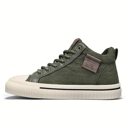 Men's All-Season Thick-Soled Sneakers - Korean Style Mid-Top Chunky Cushioned PVC Sole,