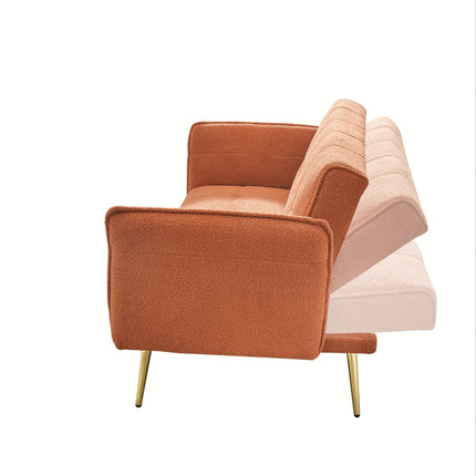 Sofabed With Adjustable Arms And Backrest in Teddy Fleece