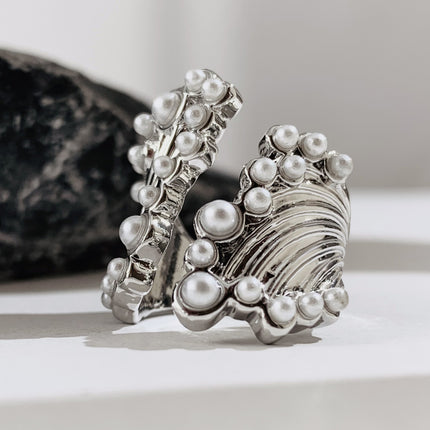 Luxury Wide Pearl Open Ring For Women