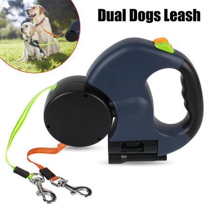 Retractable Dog Leash For Small Dogs Reflective Dual Pet Leash Lead 360