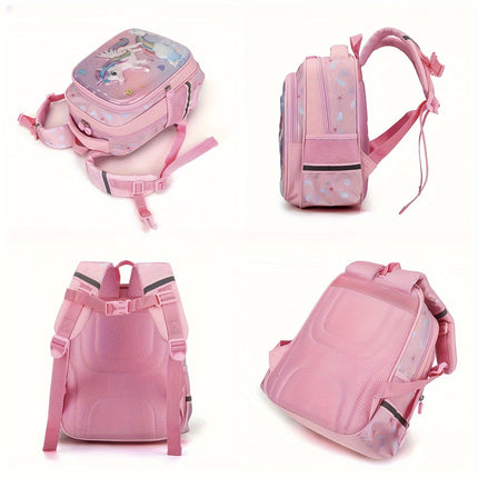 A Lightweight Backpack with a 3D Hard Shell Featuring Cartoon Mermaid And Unicorn Designs