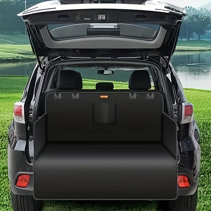 1pc Universal Fit Dog Car Trunk Liner Protector, Non-Slip Waterproof Pet Cargo Cover, Scratch-Resistant Washable Luggage Mat for Small Trucks SUVs, Black Fabric Material