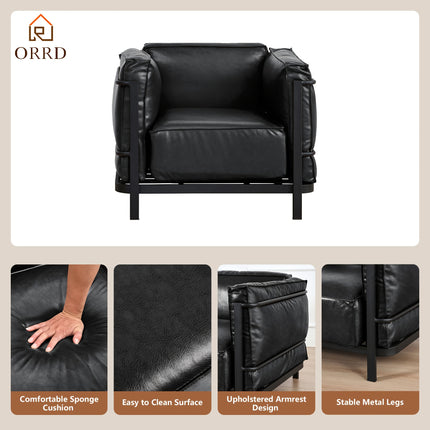 Modern Faux Leather Accent Sofa & Loveseat Set 1, 2 & 3 Seater Options with Iron Frame