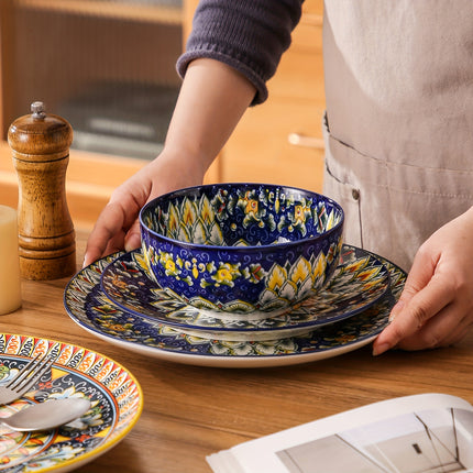 18pcs Dinner Sets for 6 People, Dinner Sets, Dinnerware Dish Set with Dinner Plate, Dessert Plate And Cereal Bowl,