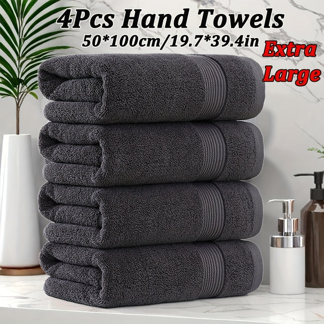 4pcs Cotton Towel Set, 4pcs Extra Large 50*100cm Hand Towels, solid color,